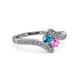 3 - Eleni London Blue Topaz and Pink Sapphire with Side Diamonds Bypass Ring 