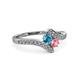 3 - Eleni London Blue Topaz and Pink Tourmaline with Side Diamonds Bypass Ring 
