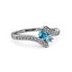 3 - Eleni London Blue Topaz and Aquamarine with Side Diamonds Bypass Ring 