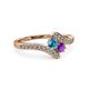 3 - Eleni London Blue Topaz and Amethyst with Side Diamonds Bypass Ring 