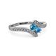 3 - Eleni London Blue Topaz and Blue Topaz with Side Diamonds Bypass Ring 