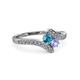 3 - Eleni London Blue Topaz and Tanzanite with Side Diamonds Bypass Ring 