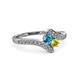 3 - Eleni London Blue Topaz and Yellow Diamond with Side Diamonds Bypass Ring 