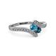 3 - Eleni London Blue Topaz and Blue Diamond with Side Diamonds Bypass Ring 