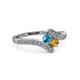 3 - Eleni London Blue Topaz and Citrine with Side Diamonds Bypass Ring 