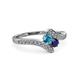 3 - Eleni London Blue Topaz and Blue Sapphire with Side Diamonds Bypass Ring 