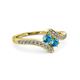 3 - Eleni London Blue Topaz with Side Diamonds Bypass Ring 