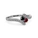 3 - Eleni Black Diamond and Ruby with Side Diamonds Bypass Ring 