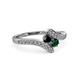3 - Eleni Black Diamond and Emerald with Side Diamonds Bypass Ring 