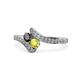 1 - Eleni Black Diamond and Yellow Diamond with Side Diamonds Bypass Ring 
