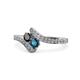 1 - Eleni Black and Blue Diamond with Side Diamonds Bypass Ring 