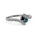 3 - Eleni Black and Blue Diamond with Side Diamonds Bypass Ring 