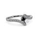 3 - Eleni Black Diamond and White Sapphire with Side Diamonds Bypass Ring 