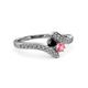 3 - Eleni Black Diamond and Pink Tourmaline with Side Diamonds Bypass Ring 