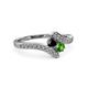 3 - Eleni Black Diamond and Green Garnet with Side Diamonds Bypass Ring 