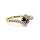 3 - Eleni Black Diamond and Amethyst with Side Diamonds Bypass Ring 