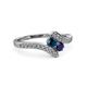 3 - Eleni Blue Diamond and Blue Sapphire with Side Diamonds Bypass Ring 