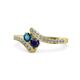 1 - Eleni Blue Diamond and Blue Sapphire with Side Diamonds Bypass Ring 