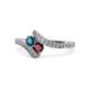 1 - Eleni Blue Diamond and Ruby with Side Diamonds Bypass Ring 