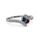 3 - Eleni Blue Diamond and Ruby with Side Diamonds Bypass Ring 