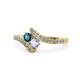 1 - Eleni Blue Diamond and Tanzanite with Side Diamonds Bypass Ring 