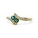 1 - Eleni Blue Diamond and Emerald with Side Diamonds Bypass Ring 