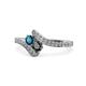 1 - Eleni Blue and Black Diamond with Side Diamonds Bypass Ring 