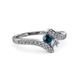 3 - Eleni Blue and White Diamond with Side Diamonds Bypass Ring 