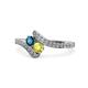 1 - Eleni Blue and Yellow Diamond with Side Diamonds Bypass Ring 
