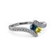3 - Eleni Blue and Yellow Diamond with Side Diamonds Bypass Ring 