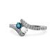1 - Eleni Blue Diamond and White Sapphire with Side Diamonds Bypass Ring 
