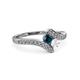 3 - Eleni Blue Diamond and White Sapphire with Side Diamonds Bypass Ring 