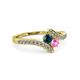 3 - Eleni Blue Diamond and Pink Sapphire with Side Diamonds Bypass Ring 