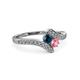3 - Eleni Blue Diamond and Pink Tourmaline with Side Diamonds Bypass Ring 