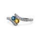 1 - Eleni Blue Diamond and Citrine with Side Diamonds Bypass Ring 