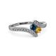 3 - Eleni Blue Diamond and Citrine with Side Diamonds Bypass Ring 