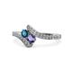 1 - Eleni Blue Diamond and Iolite with Side Diamonds Bypass Ring 