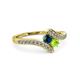 3 - Eleni Blue Diamond and Peridot with Side Diamonds Bypass Ring 
