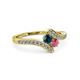 3 - Eleni Blue Diamond and Rhodolite Garnet with Side Diamonds Bypass Ring 