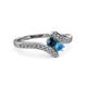 3 - Eleni Blue Diamond and Blue Topaz with Side Diamonds Bypass Ring 