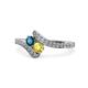 1 - Eleni Blue Diamond and Yellow Sapphire with Side Diamonds Bypass Ring 