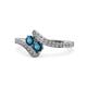 1 - Eleni Blue Diamond with Side Diamonds Bypass Ring 