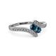 3 - Eleni Blue Diamond with Side Diamonds Bypass Ring 