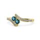 1 - Eleni Blue Diamond with Side Diamonds Bypass Ring 
