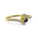 3 - Eleni Yellow Diamond and Blue Sapphire with Side Diamonds Bypass Ring 