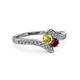 3 - Eleni Yellow Diamond and Ruby with Side Diamonds Bypass Ring 