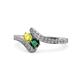 1 - Eleni Yellow Diamond and Emerald with Side Diamonds Bypass Ring 
