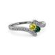 3 - Eleni Yellow Diamond and Emerald with Side Diamonds Bypass Ring 