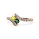 1 - Eleni Yellow Diamond and Emerald with Side Diamonds Bypass Ring 