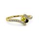 3 - Eleni Yellow and Black Diamond with Side Diamonds Bypass Ring 